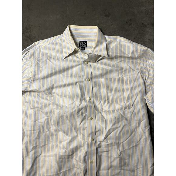 Jos A Bank Men's Shirt Yellow Blue Striped Long Sleeve Button‎ Down Large - Picture 1 of 5